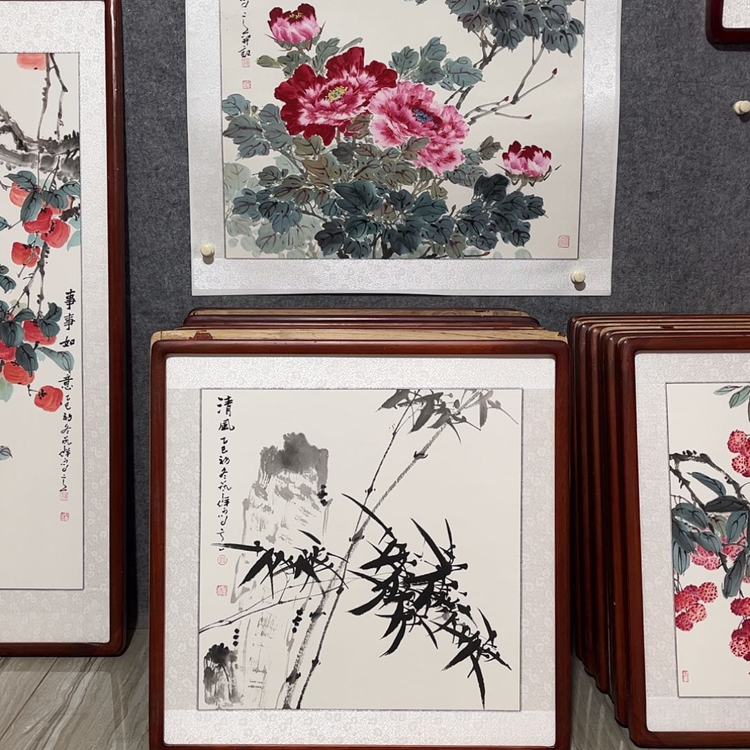 国画书画作品带框63×63