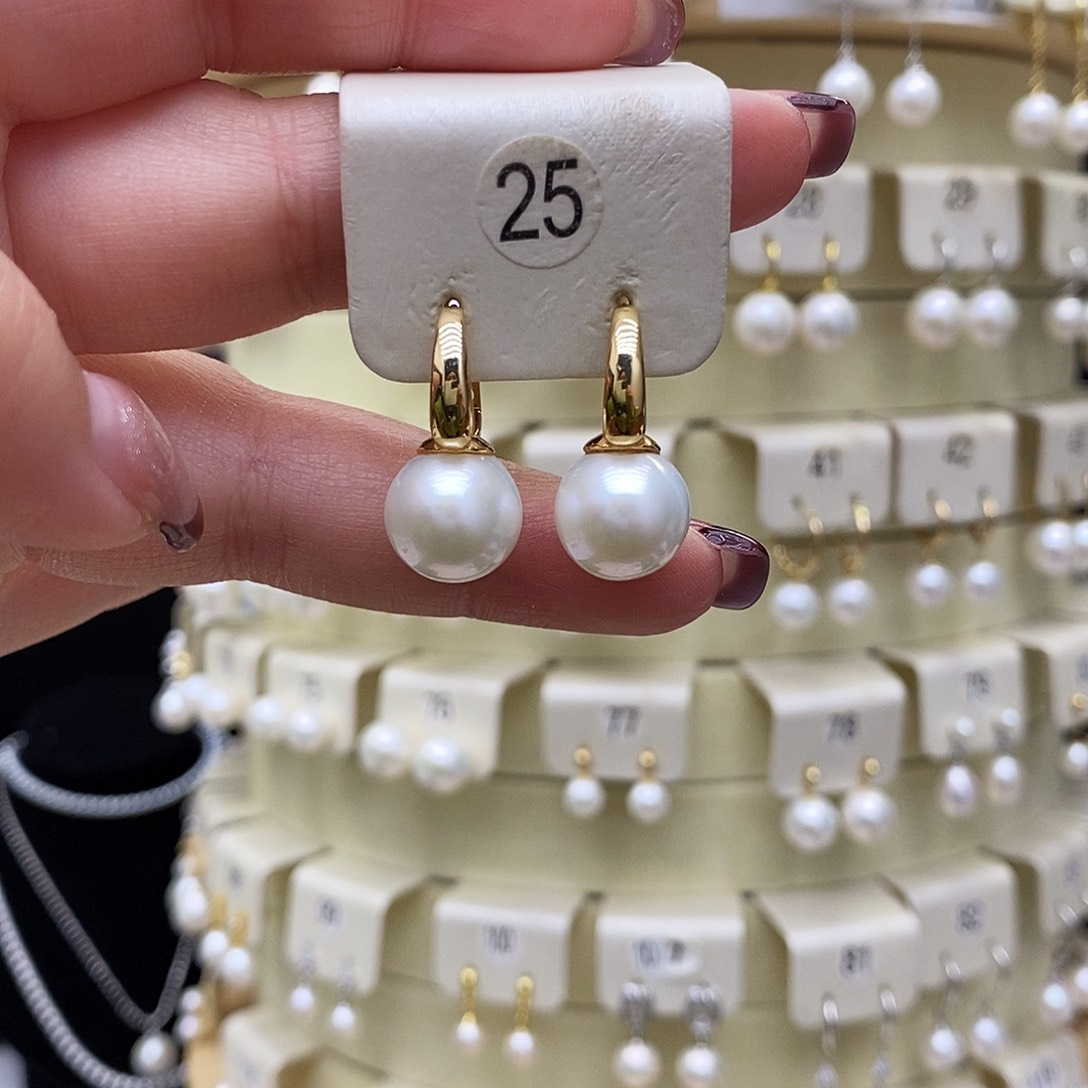 淡水珍珠耳饰银S925镶嵌