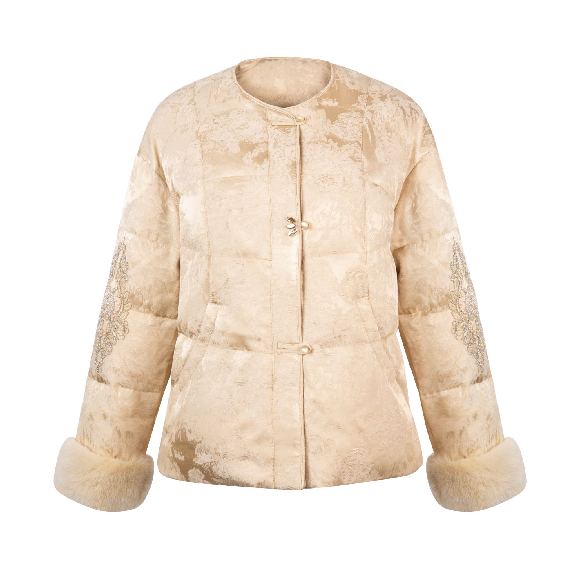 梦燕秋冬女款时尚水貂毛宽松百搭国风新中式鹅绒服1CY11B5112Z