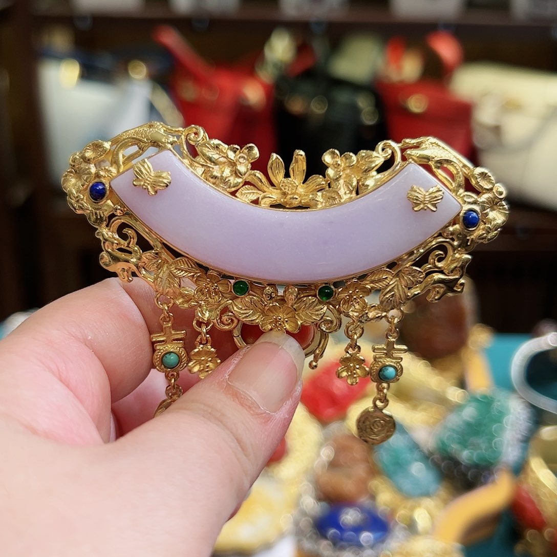 翡翠颈饰银S925镶嵌古风