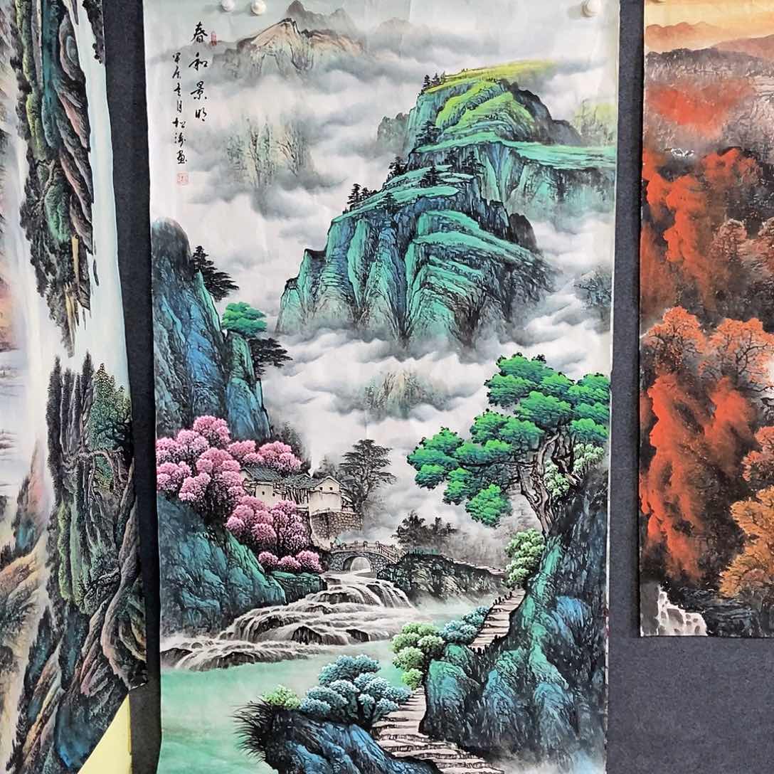 国画大六尺山水一副