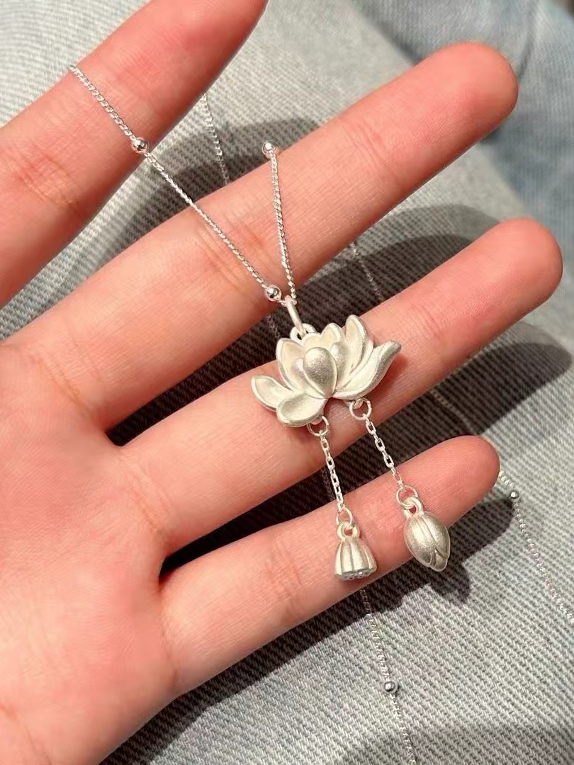 坠链均925银锆石 两世欢古法纯银项链