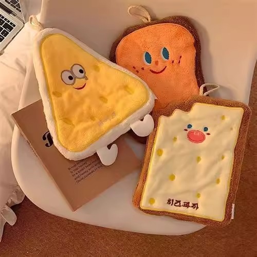 烘焙系列珊瑚绒奶酪卡挂式卡通擦手巾吸水加厚卫生间厨房擦手毛巾