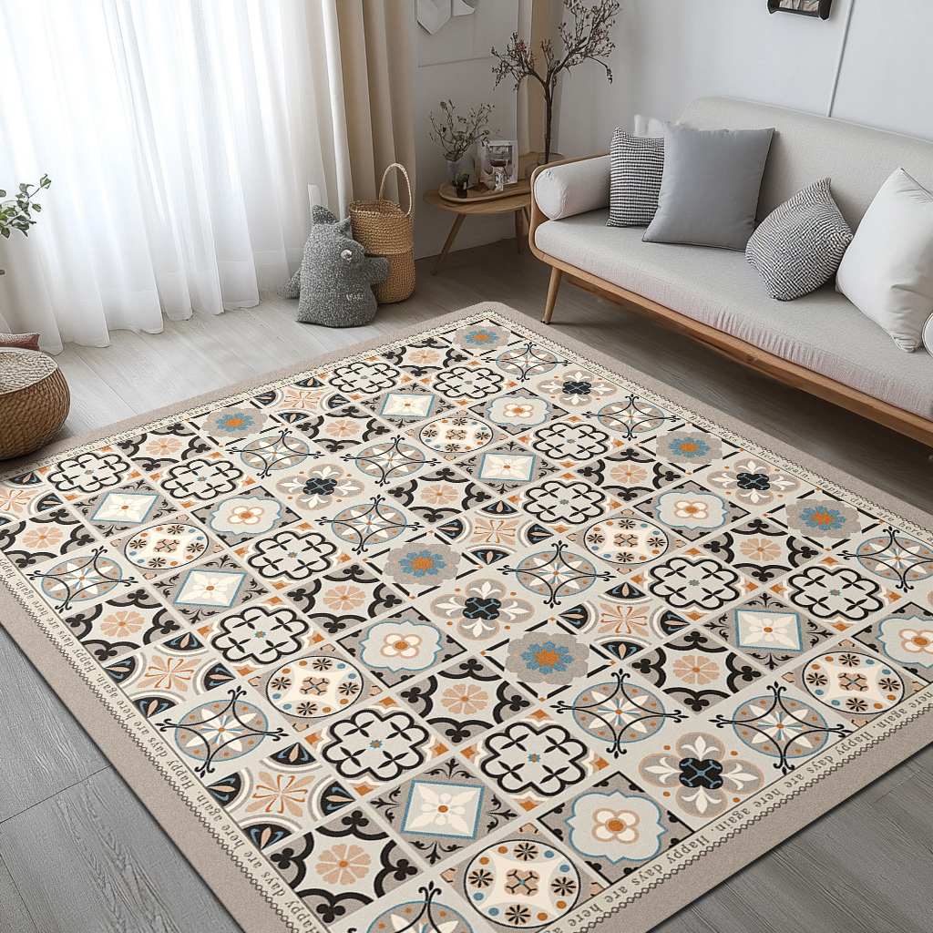 【全尺寸】波西米亚奶油风大别墅入户门客厅防滑吸水地垫家用地毯