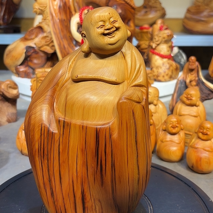 柏木太行崖柏弥勒佛