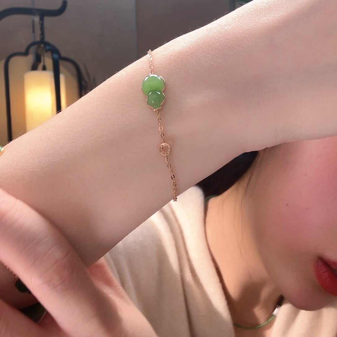 和田玉手链18K金镶嵌