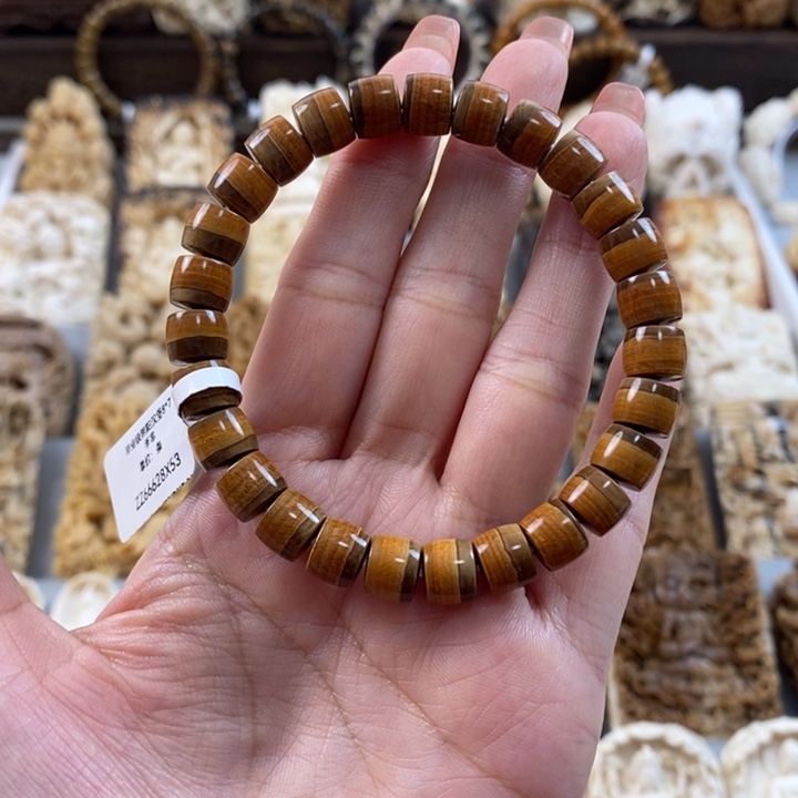 普***贤猛犸象牙吊坠汉堡珠8*7