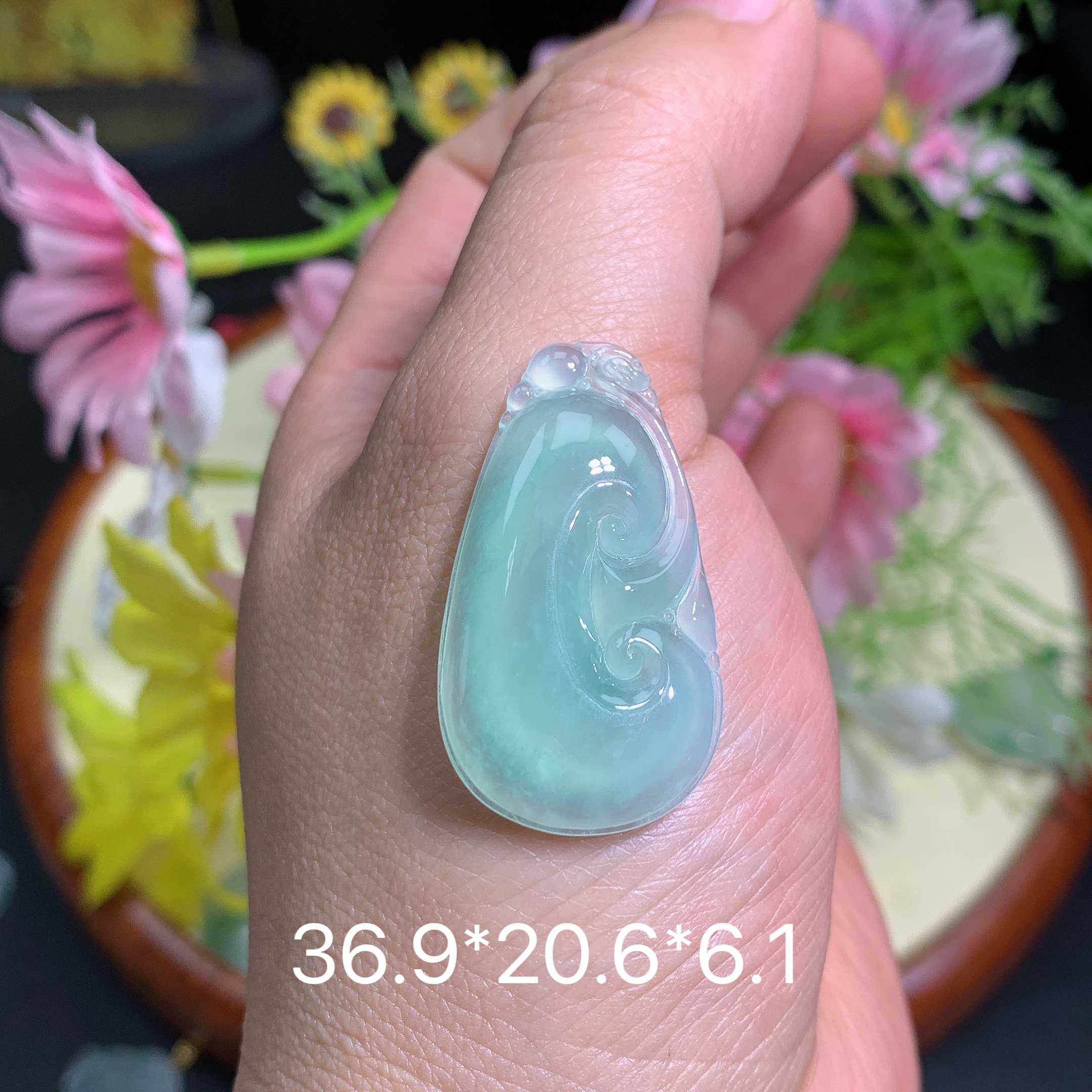 缅甸翡翠A货冰种晴水绿如意梦挂件水润百搭精冰气质气质妈妈精致