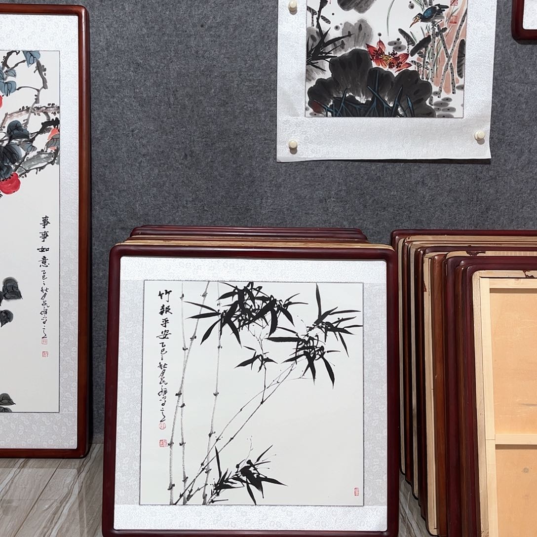 国画书画作品带框63×63