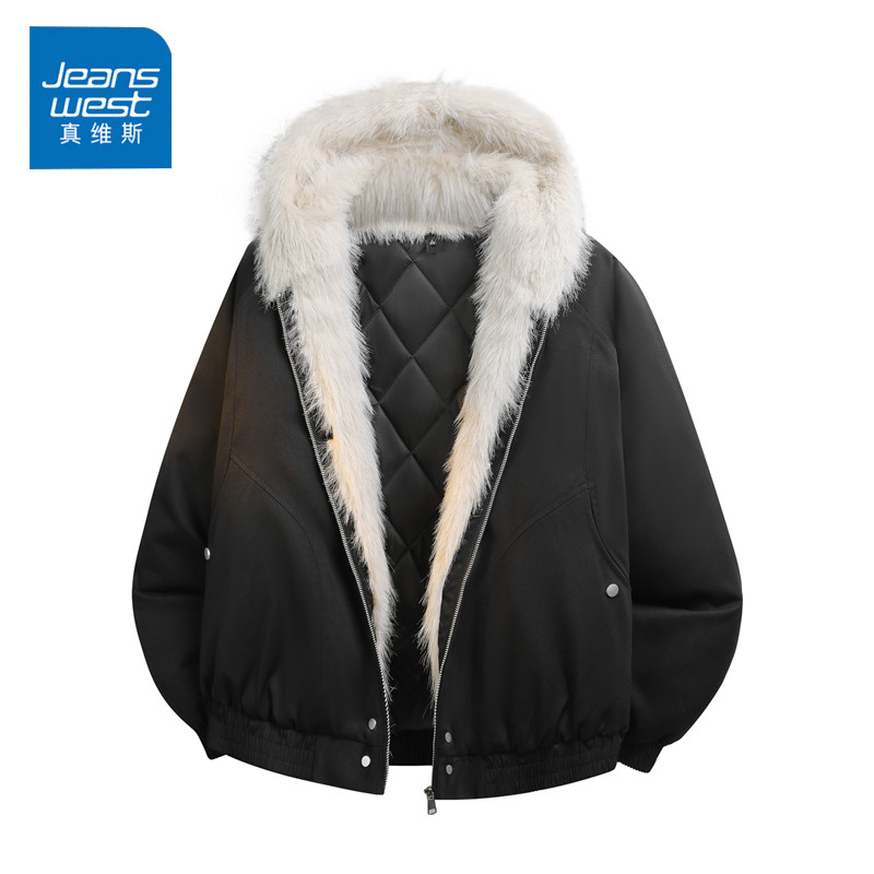 真维斯2026春季美式毛领座山雕保暖棉服美式宽松情侣百搭加厚棉衣