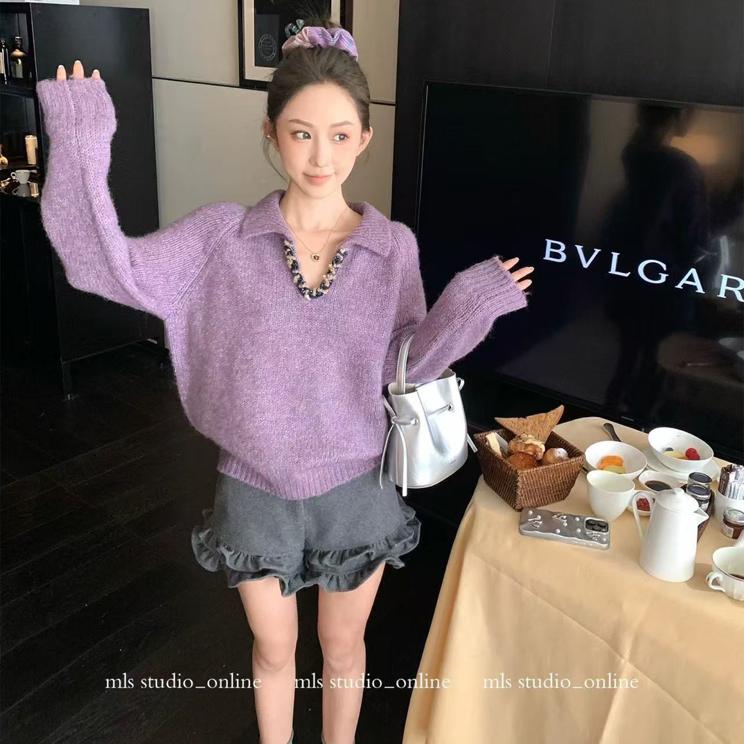 新疆包邮【c786】v领针织衫-衣长63