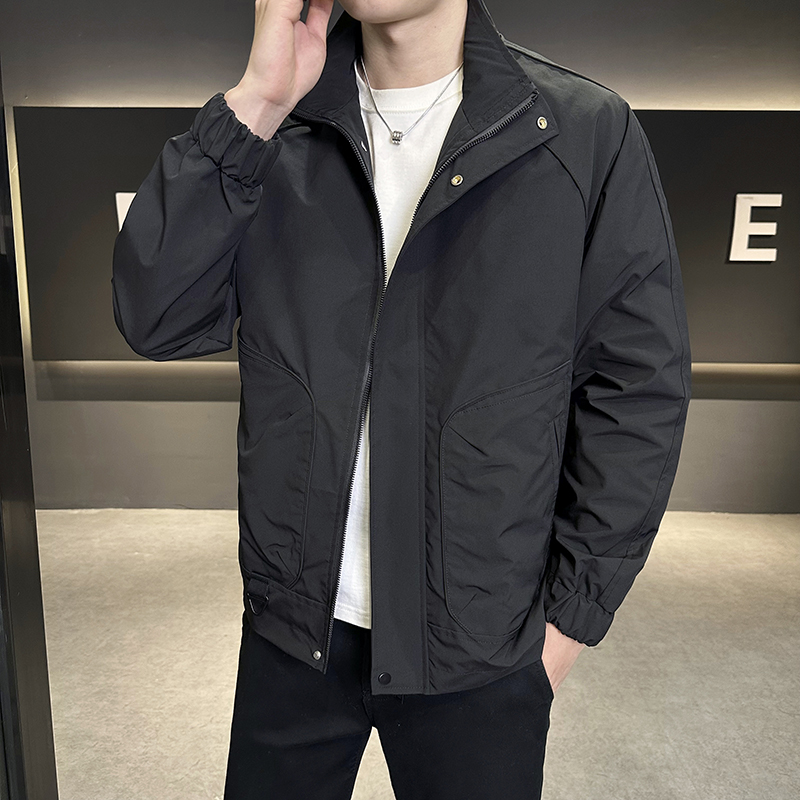 男士春秋季新款立领夹克宽松休闲潮流时尚百搭帅气春季外套男