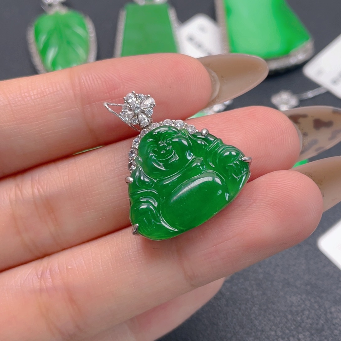 翡翠银S925镶嵌吊坠(不含链)