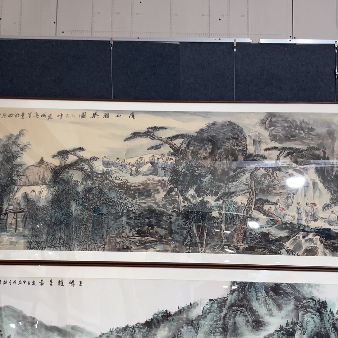 天***空国画手绘画作品带框