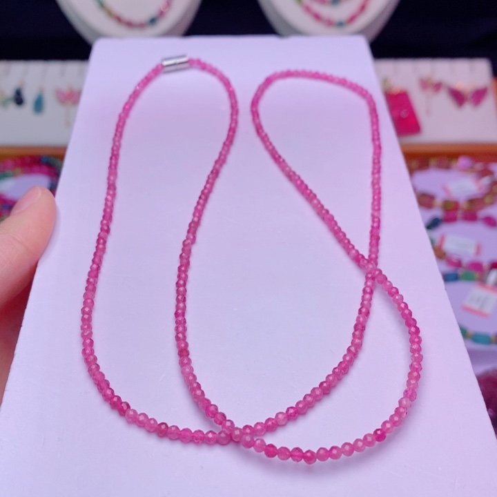 未镶嵌颈饰碧玺切面项链yy