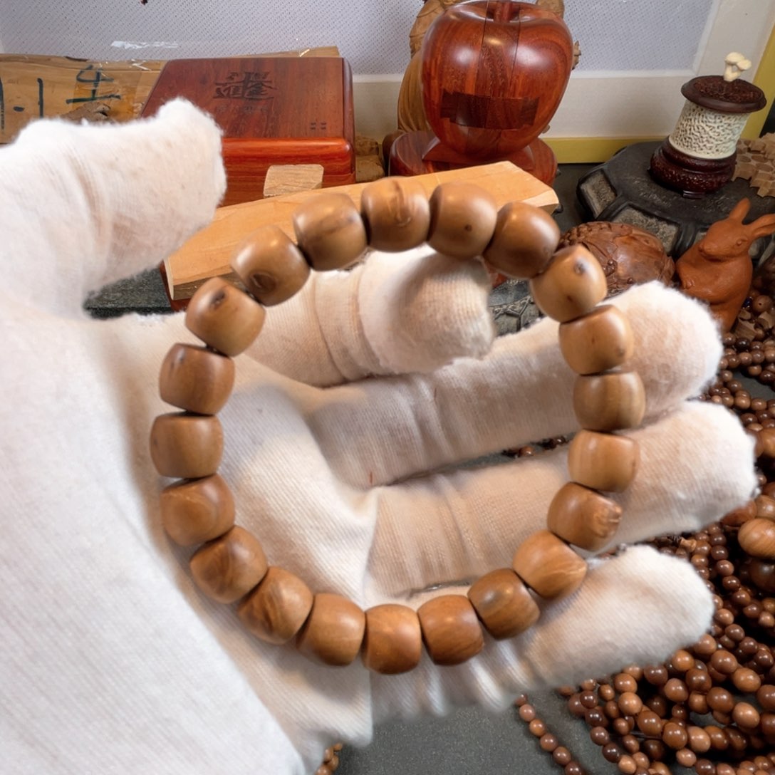 檀香木手串/手链【褔利品】老山檀手串9*10桶珠单圈 瑕疵