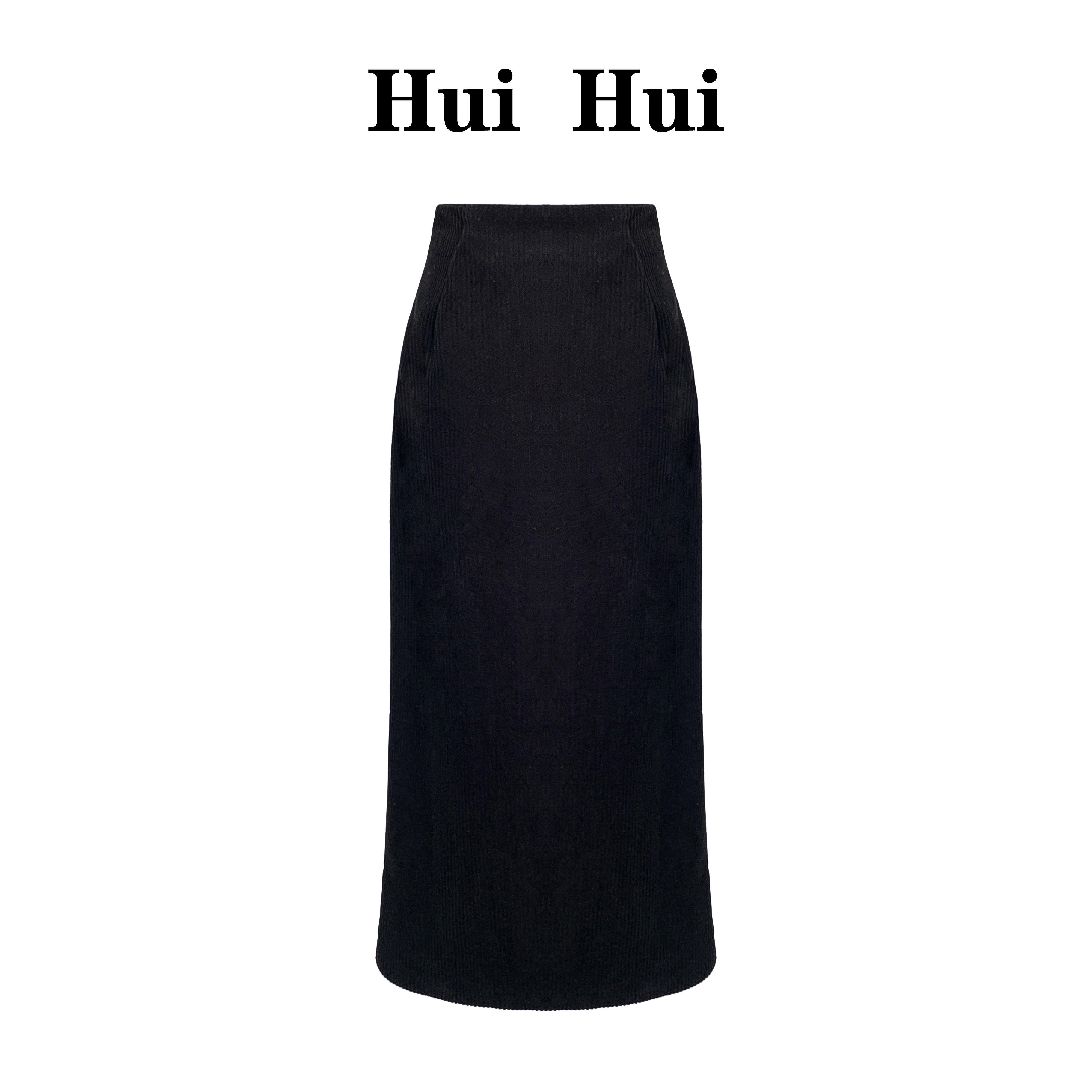 【HuiHui】韩系灯芯绒半身裙开叉高腰中长裙包臀直筒裙子（A1412)