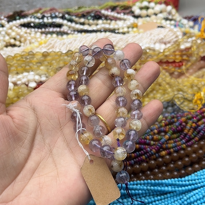 玛瑙/玉髓珠宝半成品未镶嵌一条8mm紫黄晶