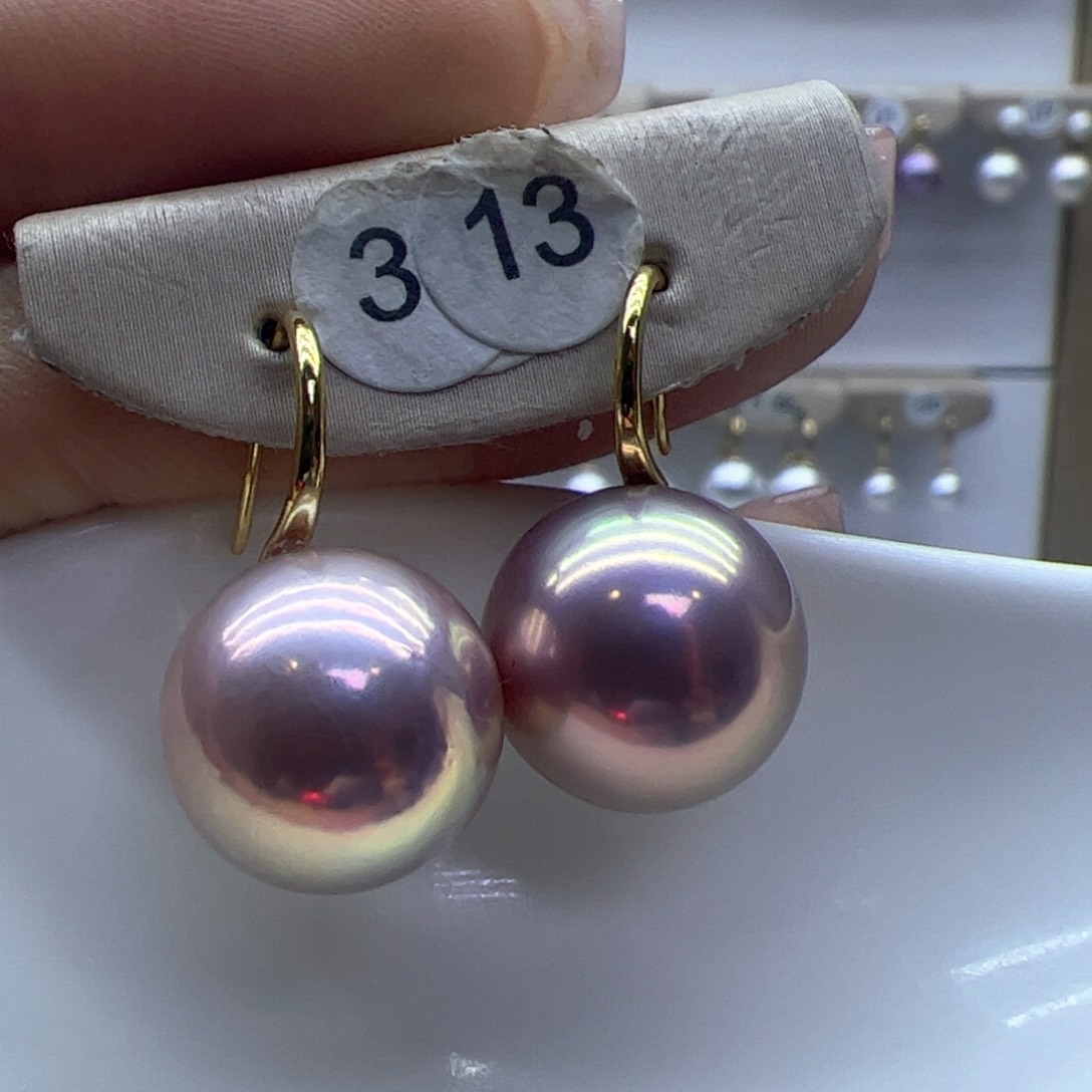 淡水珍珠耳饰18K金镶嵌