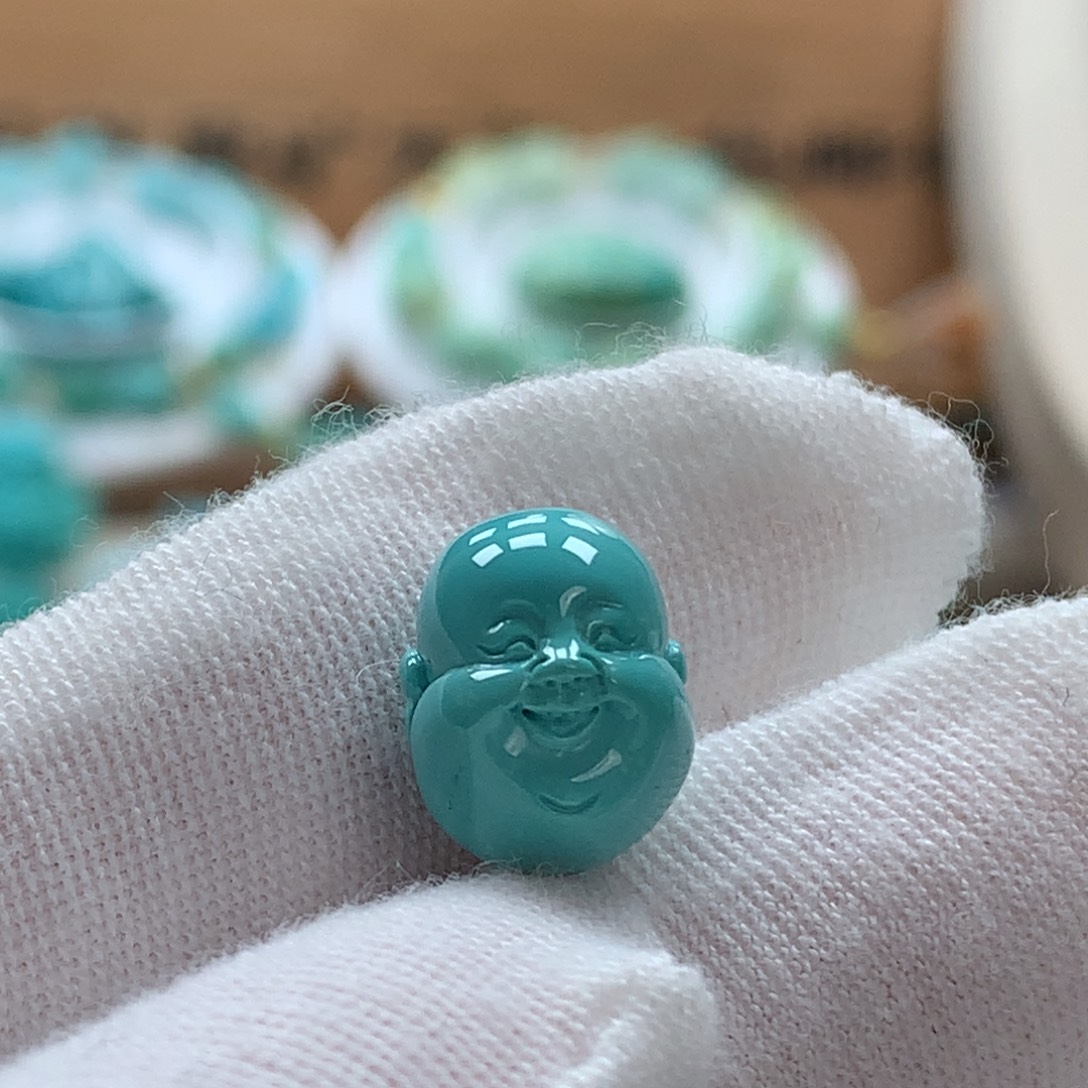 绿松石未镶嵌原矿绿松石弥勒配饰