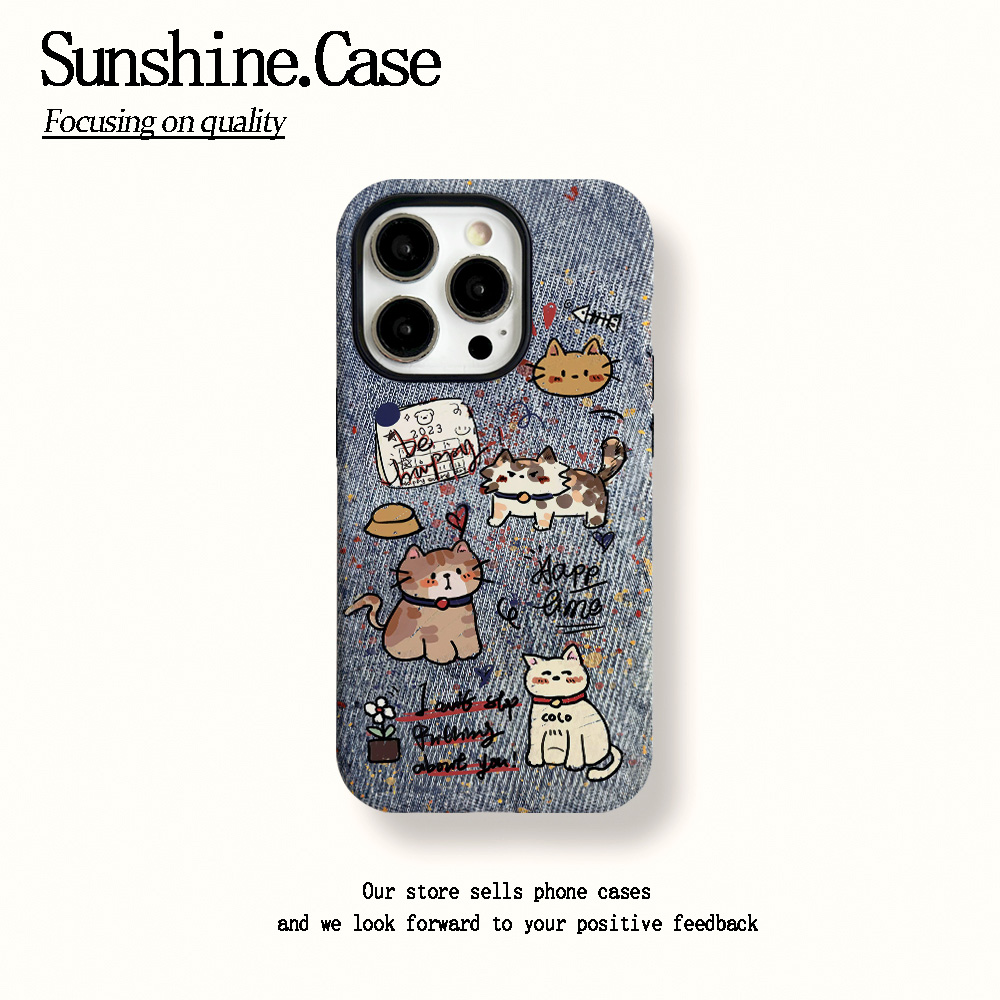 菲林二合一适用苹果华为vivo小米oppo手机壳牛仔小猫15PRO/14