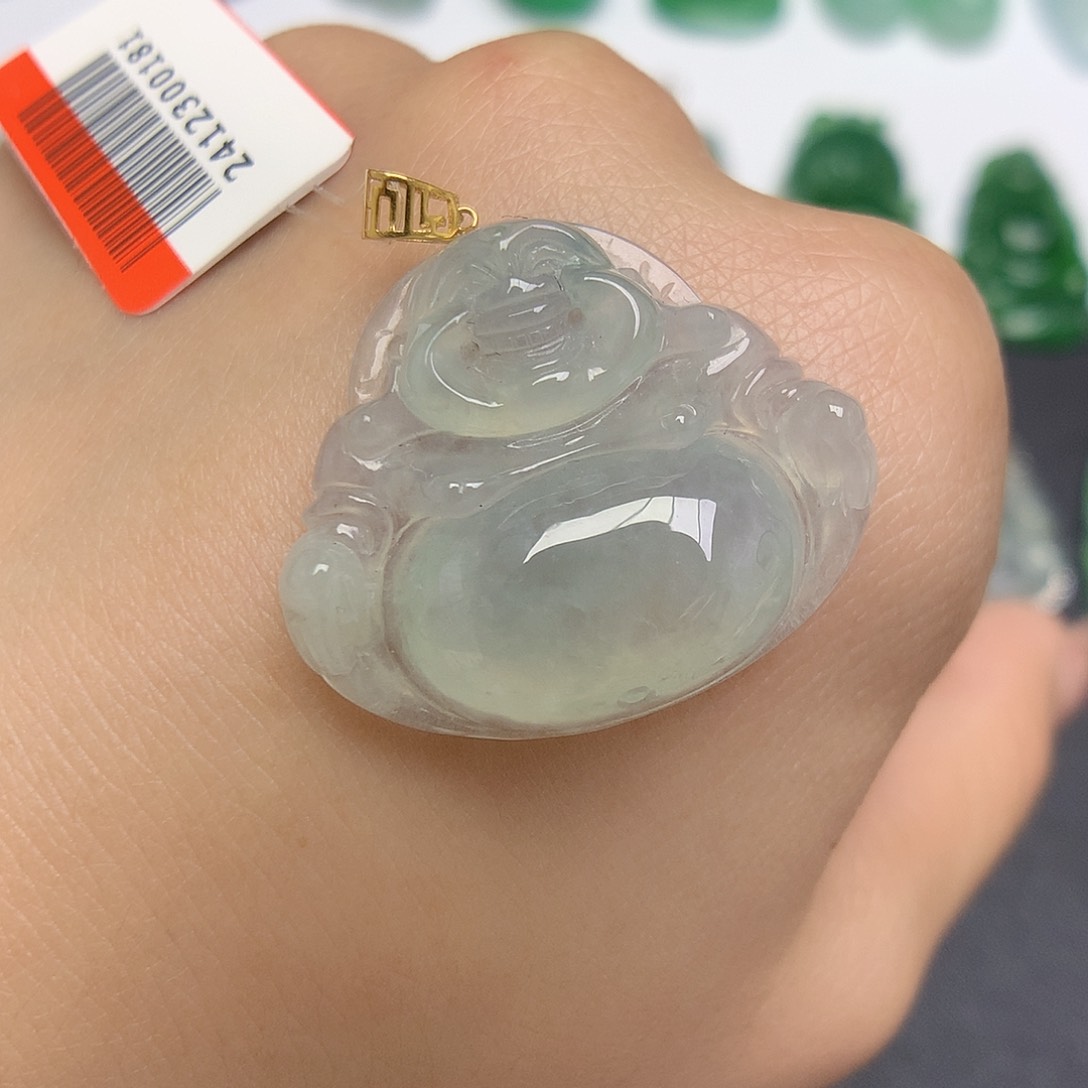 翡翠颈饰18K金镶嵌佛公