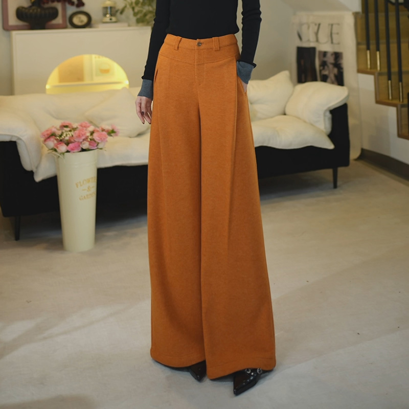 【其简】美利奴绵羊毛 高级感时髦洋气高腰阔腿裤加厚拖地长裤25293