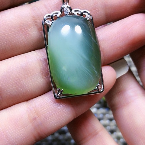 和田玉银S925镶嵌挂件