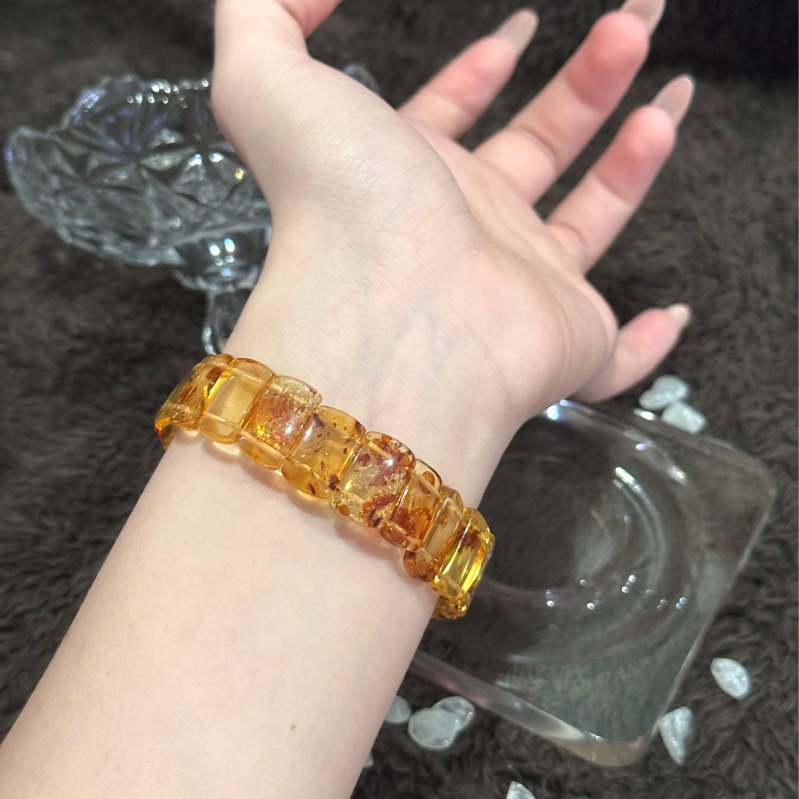 「哆啦珠宝」花珀手牌14mm成品手串diy