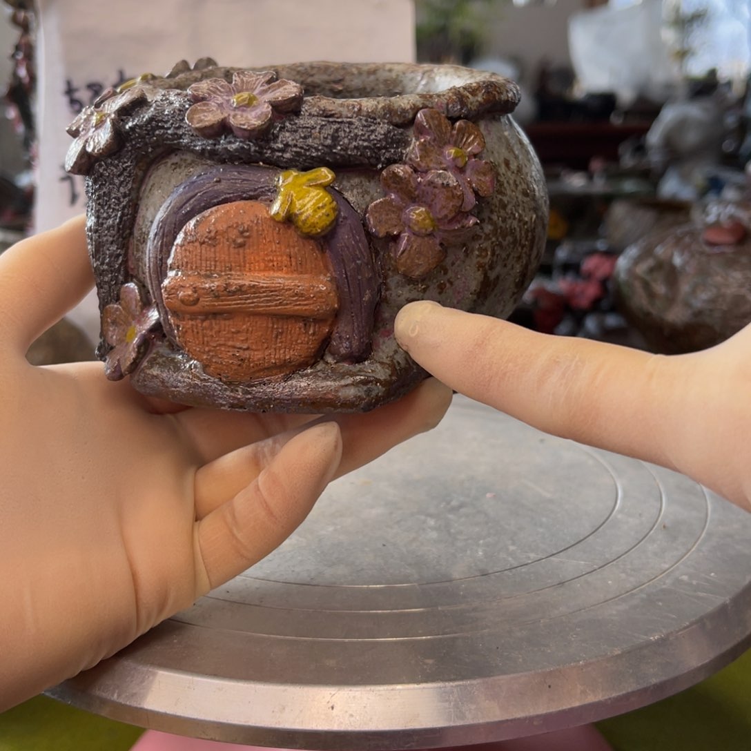 红陶粗砂陶瓷花盆