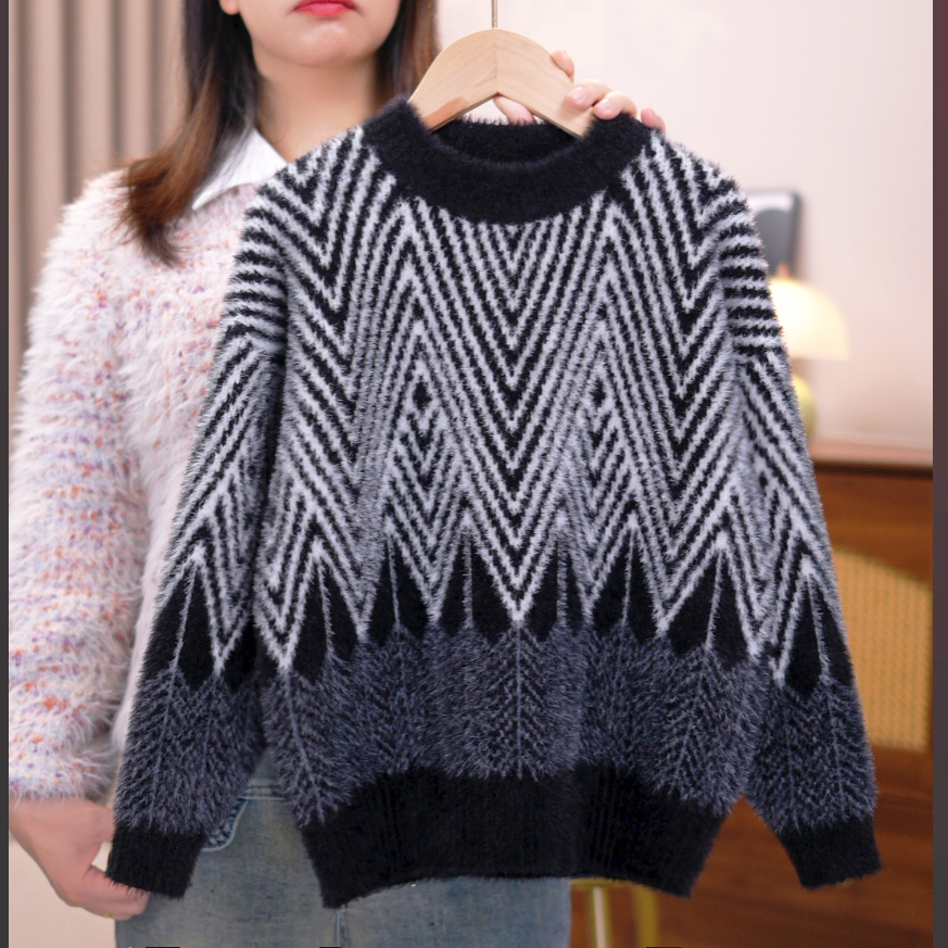 男童加厚水貂绒毛衣秋冬款6-12岁潮款儿童针织毛衫中大童中领线衣