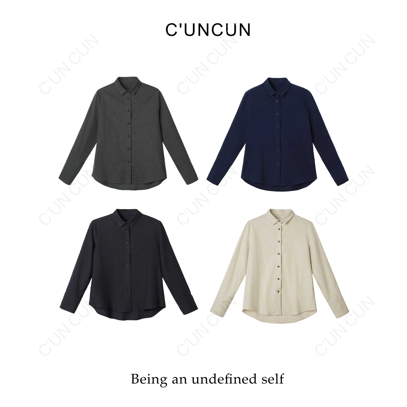 【村村CUNCUN】秋冬新品翻领磨毛净版弧形下摆衬衫百搭