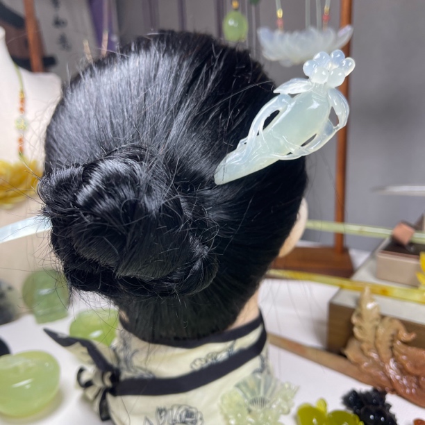 粉丝福利，岫玉人参发簪，总长20入发14