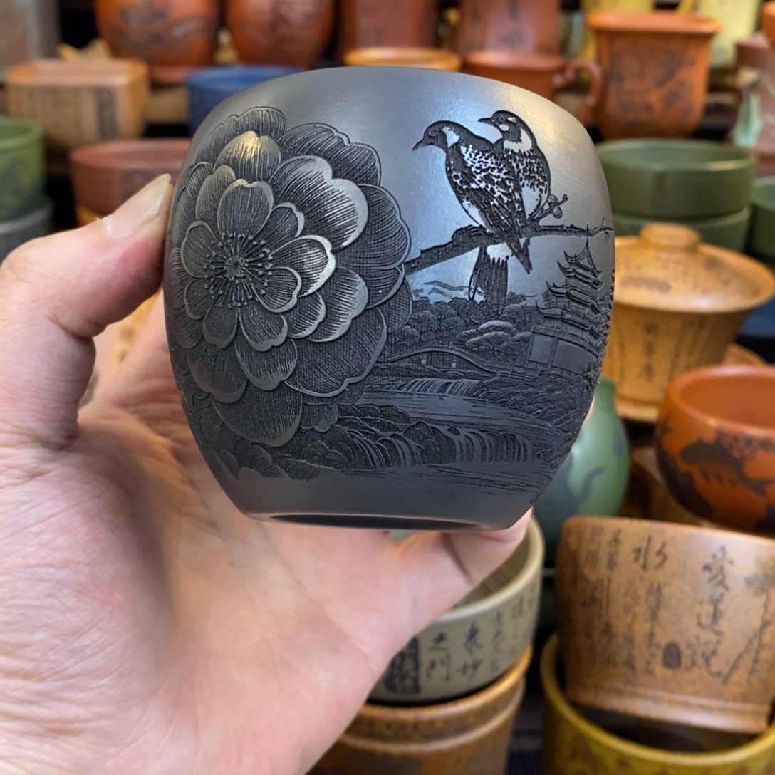 紫砂杯子宜兴全手工紫砂杯