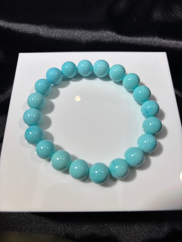 原矿绿松石高瓷蓝色稀少圆珠手串直径10mm