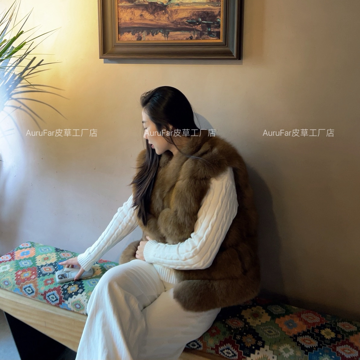 [AuraFur]新款进口狐狸毛马甲外套