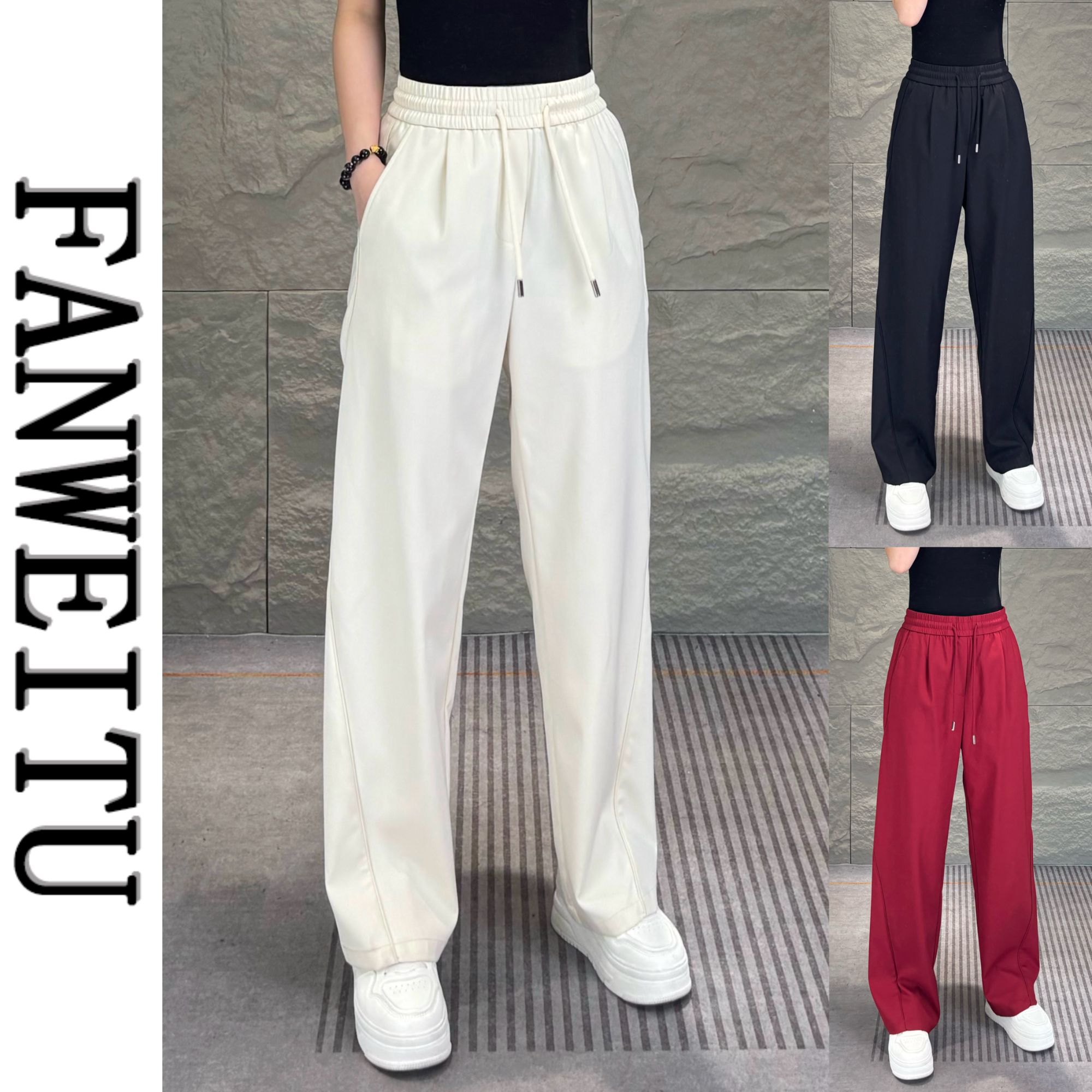 春夏男士新款莫代尔混纺宽松休闲裤简约时尚百搭垂感阔腿裤6803