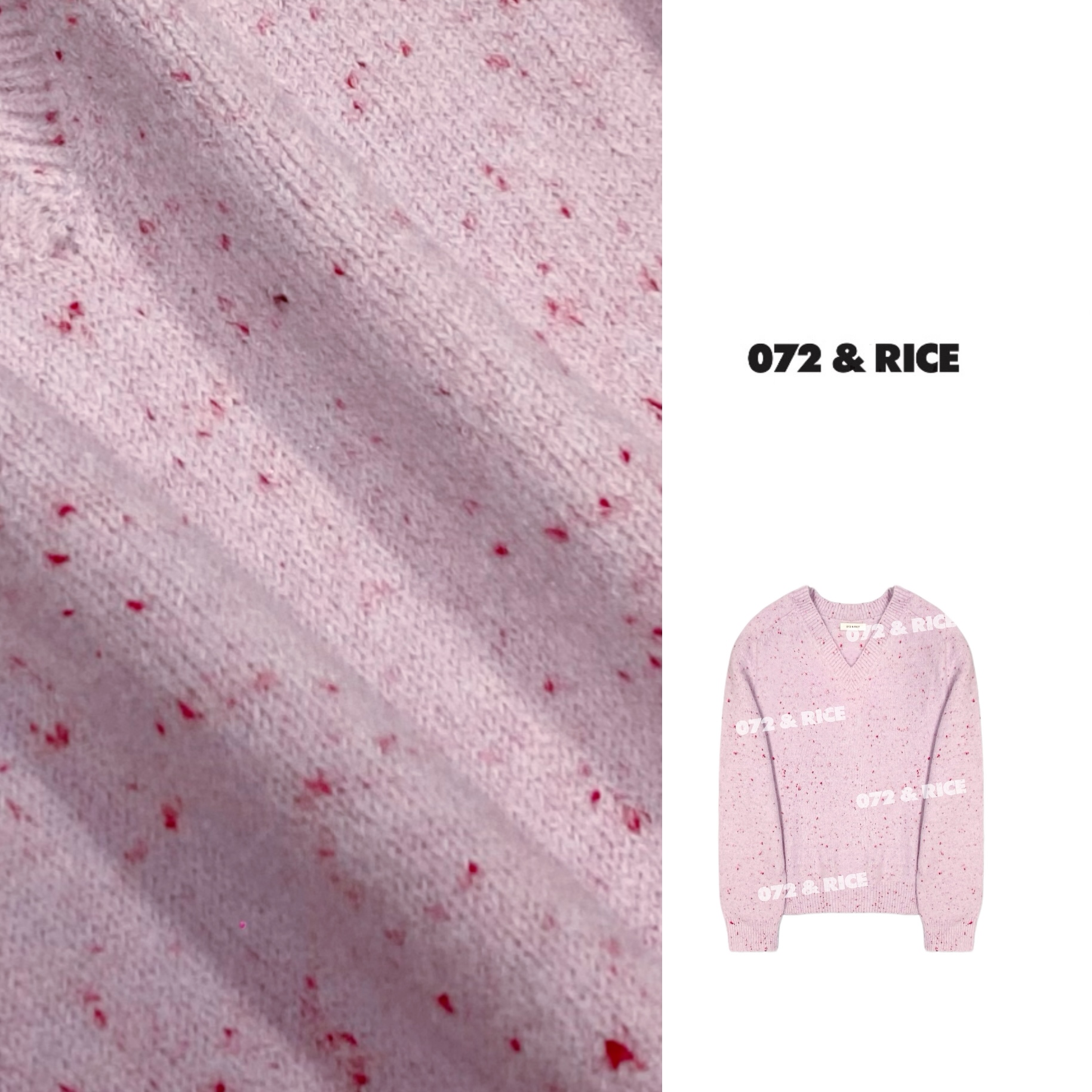 072 & RICE【蔓越莓】 春季休闲V领长袖针织开衫 31DDM01