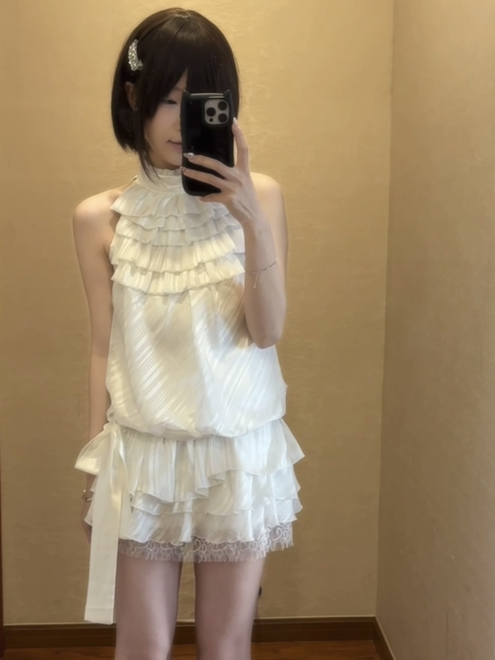 古早感雪纺挂脖套装Lo 