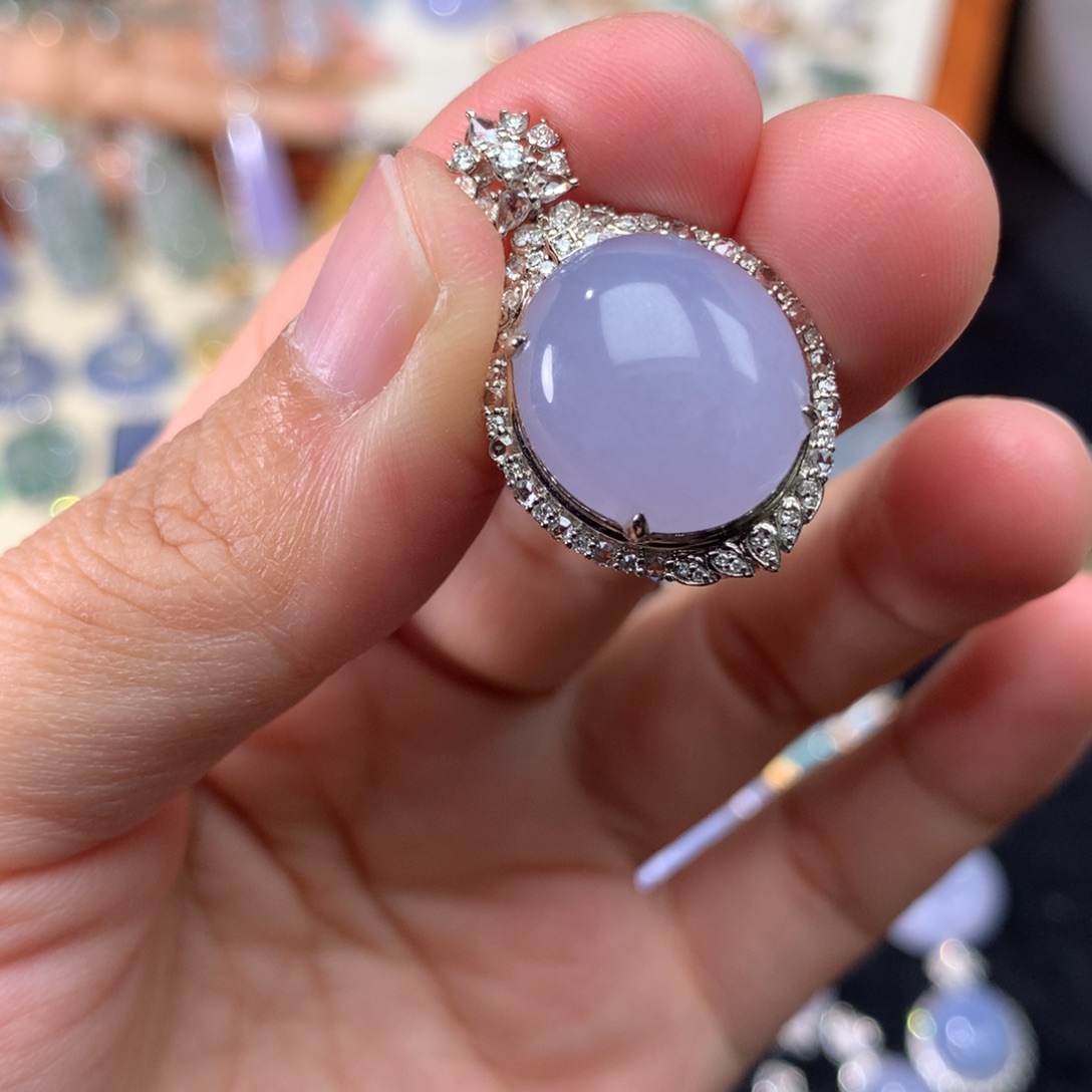 吊坠(不含链)18K金镶嵌翡翠