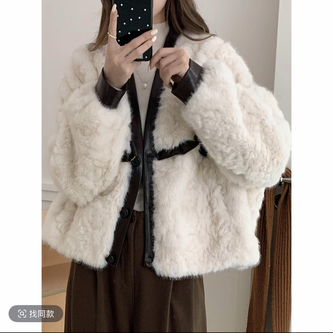 小香风皮毛一体外套女2025新款爆款冬季加厚环保皮草短款毛毛上衣