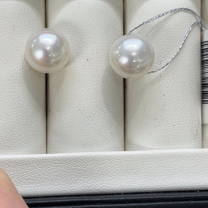 海水珍珠耳饰银S925镶嵌澳号11-12mm 134号