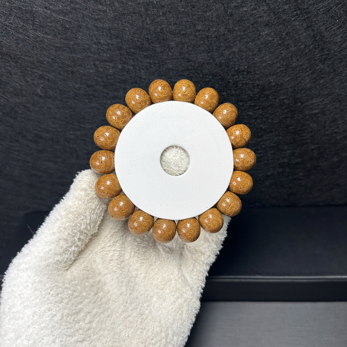 15红魔桃核算盘精工雕刻苹果珠高抛文玩