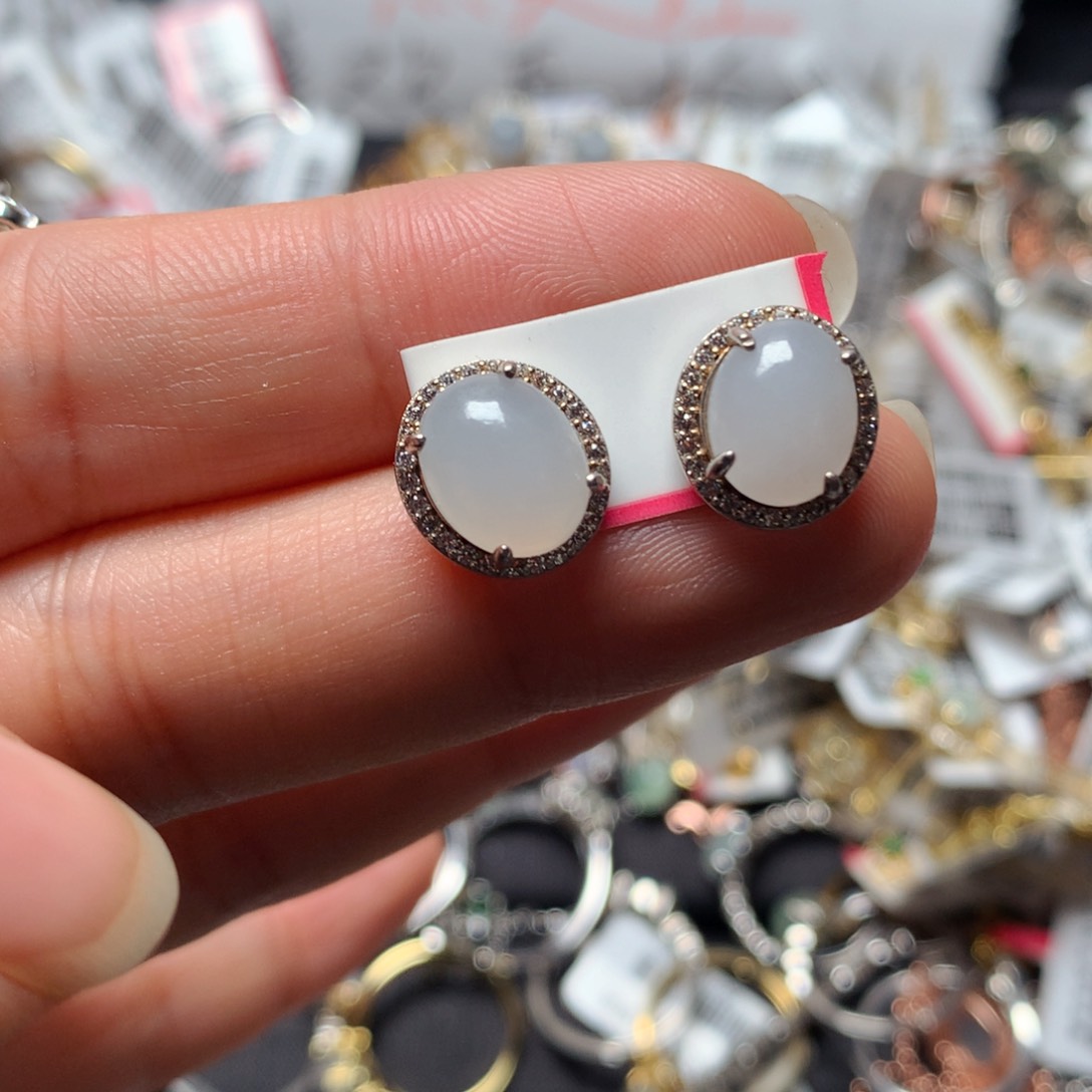 翡翠戒指银S925镶嵌天然翡翠耳饰