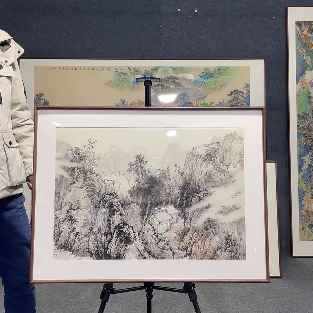 国画手绘画作带框发货