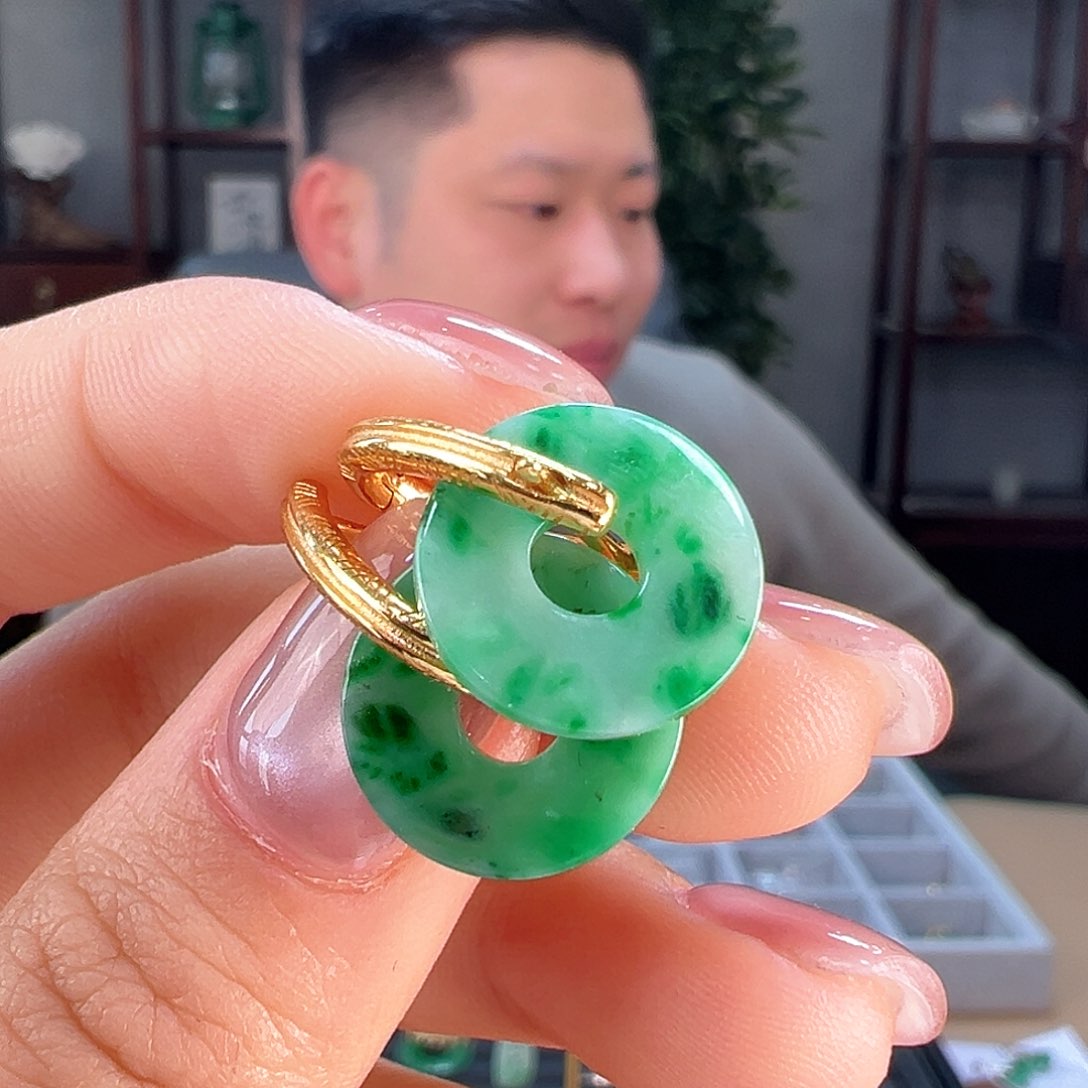 翡翠耳饰银S925镶嵌耳环