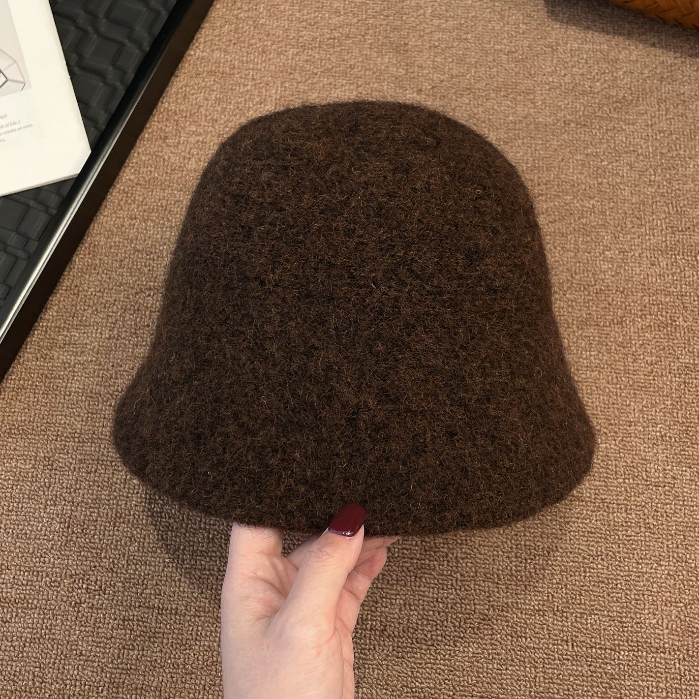 焦糖可可！复古美拉德秋冬毛呢渔夫帽百搭时尚保暖水桶帽女日系ins