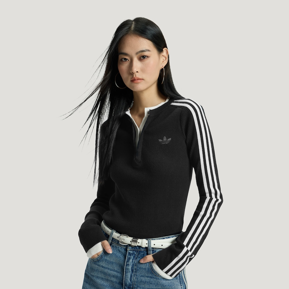 Adidas 3S BUTTON SWEATSHIRT运动修身针织衫 KS5332/KS5333