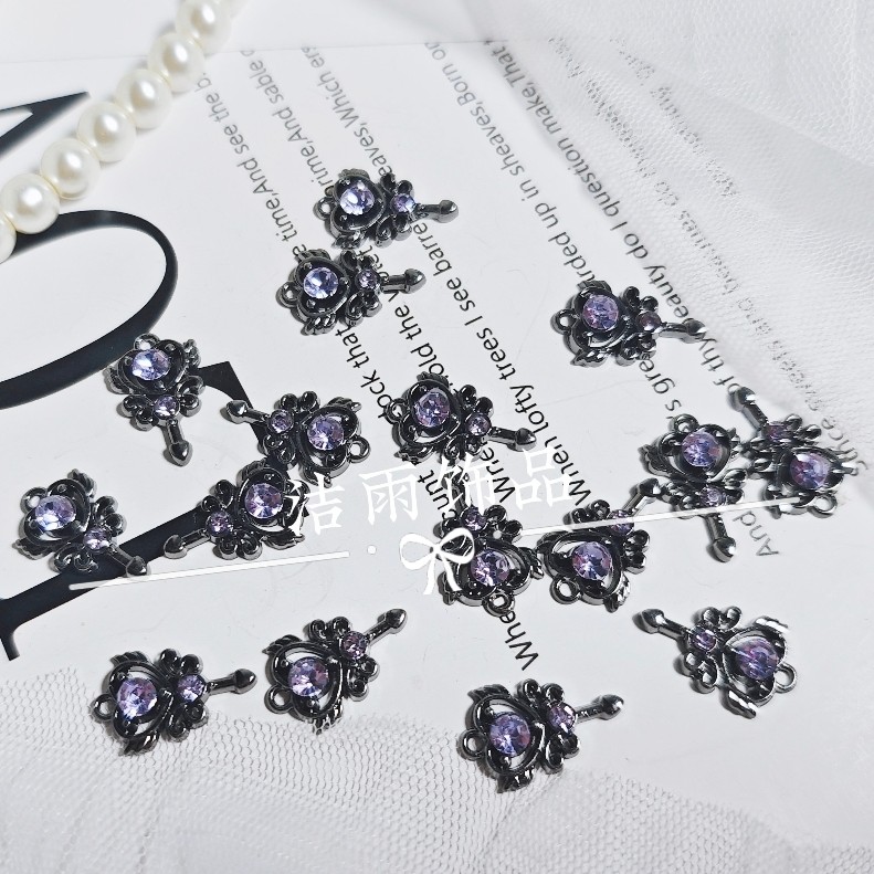 (洁雨饰品 DIY)  P408  “ 魔法仙女棒 ”  黑紫色甜酷女孩diy挂坠