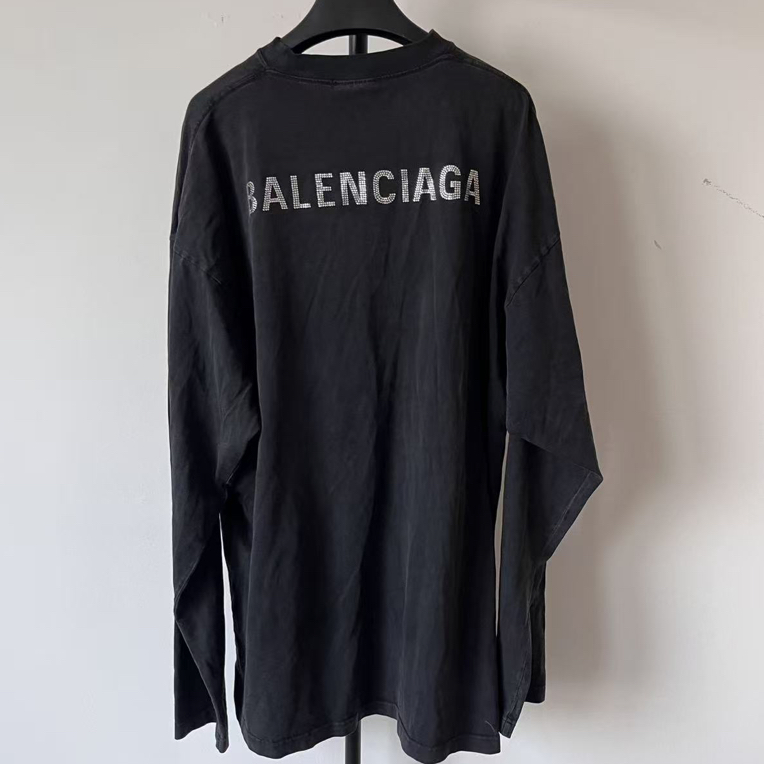 未使用 Balenciaga/巴黎世家 圆领字母印花套头长袖 T恤 02508